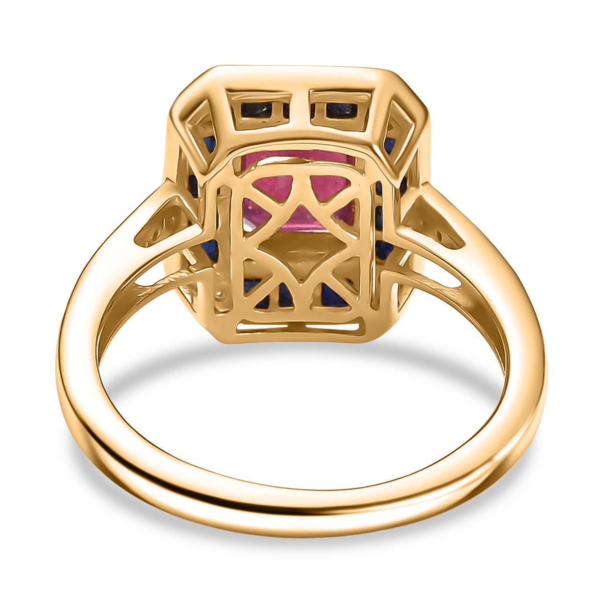 Djoy AA afrikanischer Rubin, blauer Saphir und Zirkon Ring und Anhänger mit 50cm Kette