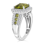 D'Joy Peridot und Moissanit Ring und Anhänger mit 45cm Kette