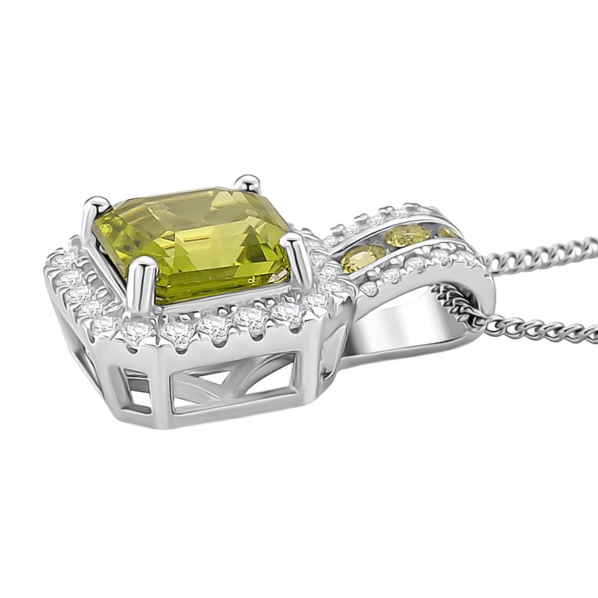 D'Joy Peridot und Moissanit Ring und Anhänger mit 45cm Kette