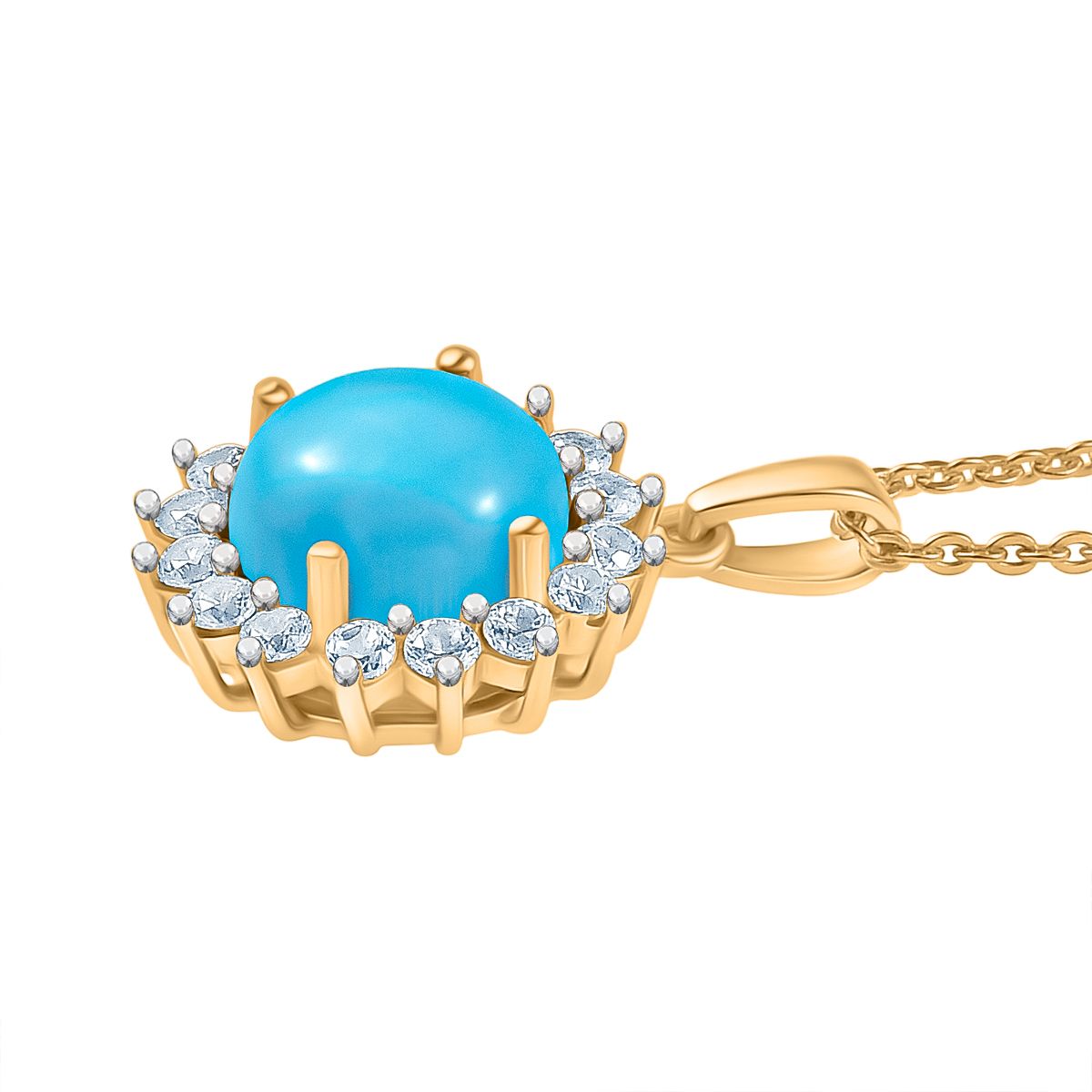 D’Joy AA Sleeping Beauty Türkis und Zirkon Ring und Anhänger mit 45cm Kette