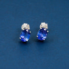 LUXORO AGI zertifiziert und geprüft AAAA Tansanit und Diamant Schmuckset in 585 Weißgold