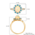 AA äthiopischer Welo Opal Neon Apatit und Moissanit Ring und Anhänger mit 50cm Kette