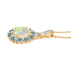 AA äthiopischer Welo Opal Neon Apatit und Moissanit Ring und Anhänger mit 50cm Kette