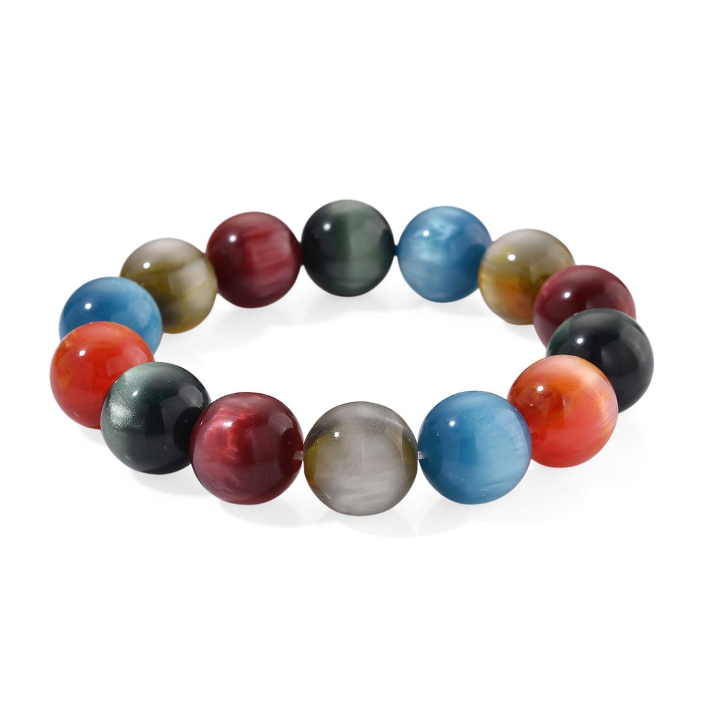 Simuliertes flexibles mehrfarbiges Katzenauge Armband und 45+5cm Halskette