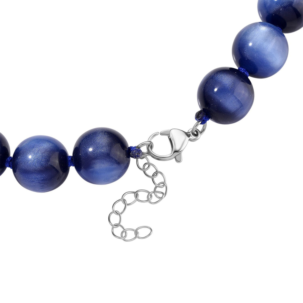 Simuliertes flexibles blaues Katzenauge Armband und 45+5cm Halskette