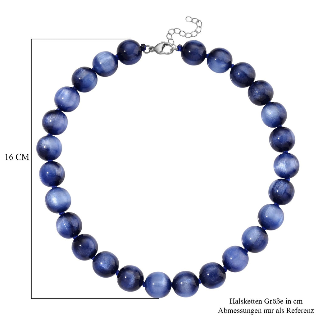 Simuliertes flexibles blaues Katzenauge Armband und 45+5cm Halskette