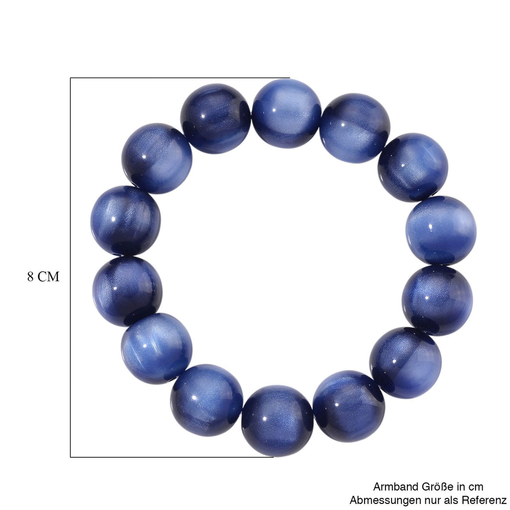 Simuliertes flexibles blaues Katzenauge Armband und 45+5cm Halskette