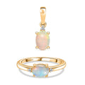 LUXURIANT DIAMOND- AA äthiopischer Welo Opal und Labor Diamant Ring und Anhänger