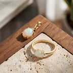 LUXURIANT DIAMOND- AA äthiopischer Welo Opal und Labor Diamant Ring und Anhänger