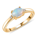 LUXURIANT DIAMOND- AA äthiopischer Welo Opal und Labor Diamant Ring und Anhänger