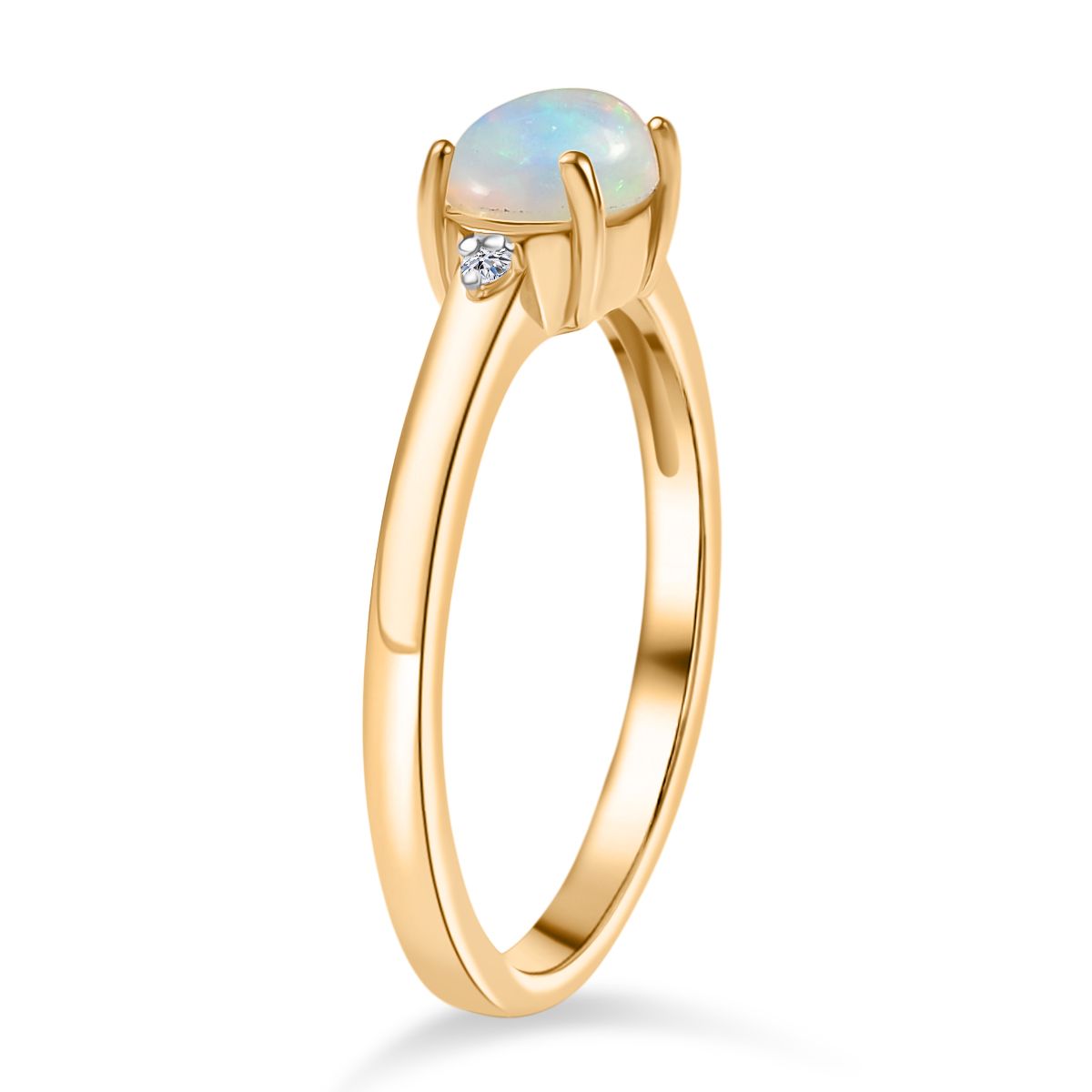 LUXURIANT DIAMOND- AA äthiopischer Welo Opal und Labor Diamant Ring und Anhänger