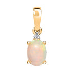 LUXURIANT DIAMOND- AA äthiopischer Welo Opal und Labor Diamant Ring und Anhänger