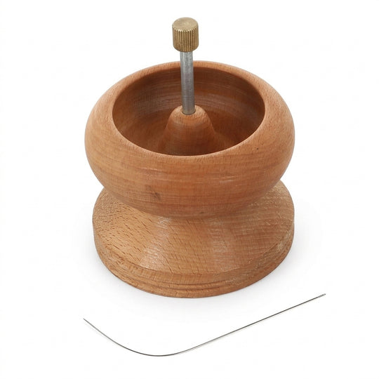 Manuelles Perlenfädelgerät aus Kiefernholz mit Holzschale, 345,00g