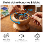 Manuelles Perlenfädelgerät aus Kiefernholz mit Holzschale, 345,00g