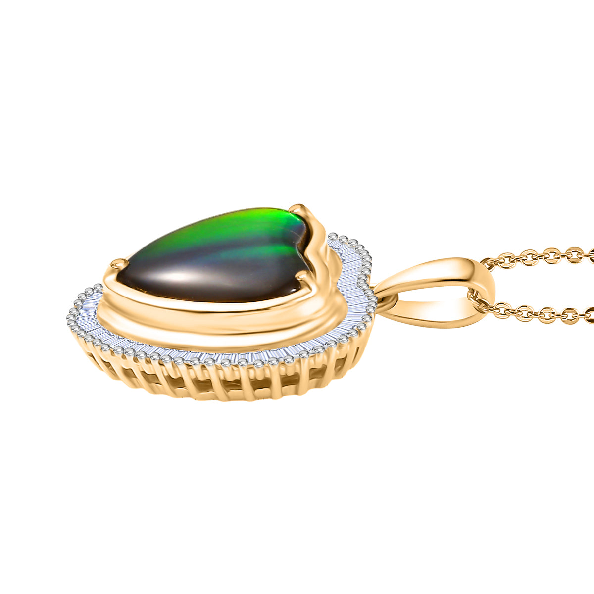 D'Joy Ammolit und Diamant Ring und Anhänger mit 50cm Kette
