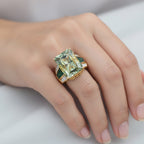 D'Joy Prasiolith, Verde Onyx und Moissanit Ring und Anhänger mit 50cm Kette