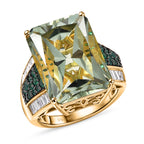 D'Joy Prasiolith, Verde Onyx und Moissanit Ring und Anhänger mit 50cm Kette