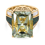 D'Joy Prasiolith, Verde Onyx und Moissanit Ring und Anhänger mit 50cm Kette