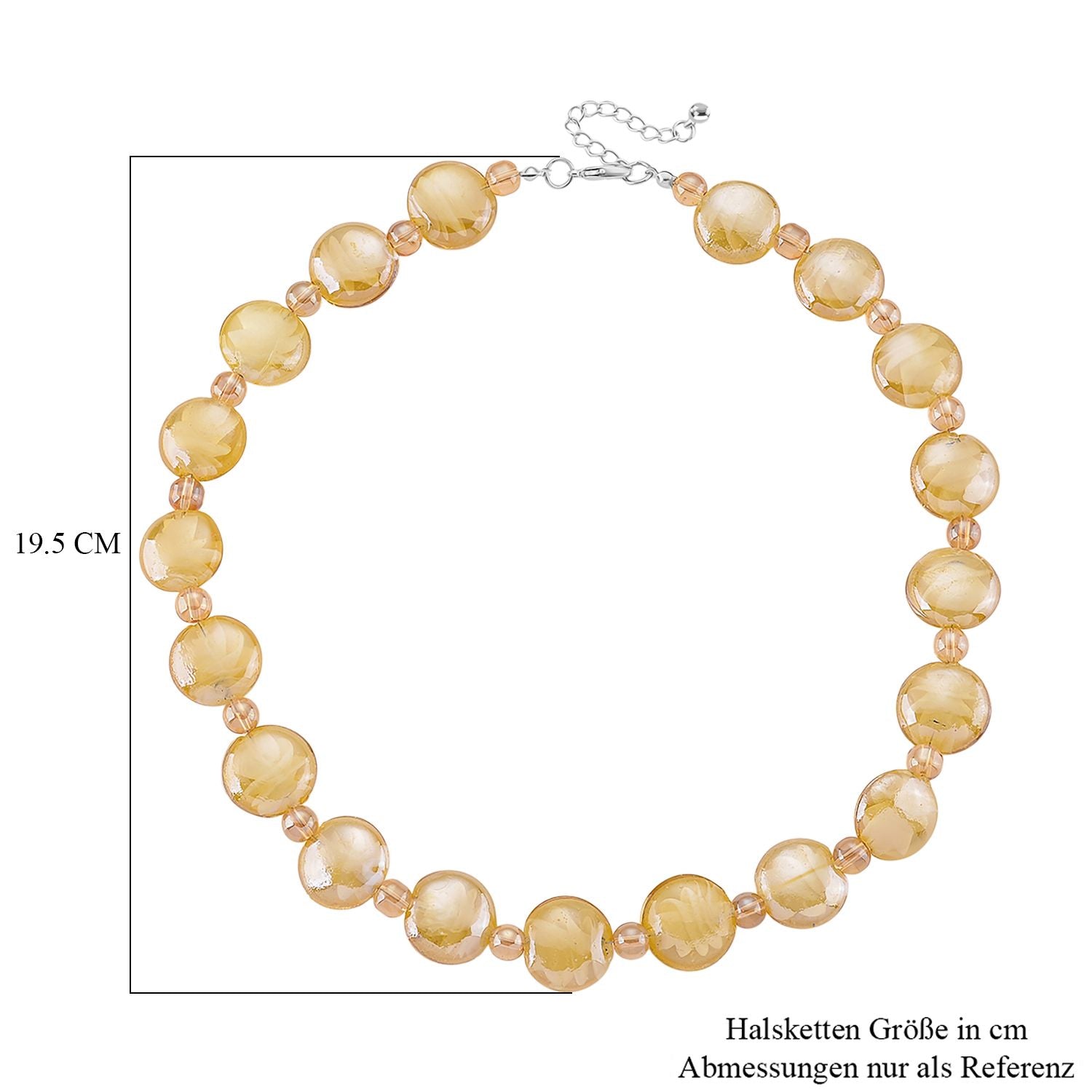 Champagner Glas-Perlen 53,25cm Halskette und flexibles Armband im Murano-Stil