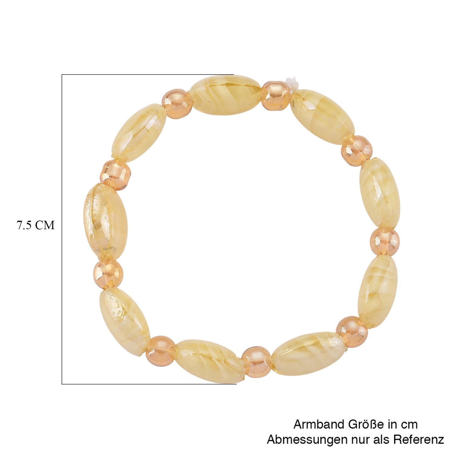 Champagner Glas-Perlen 53,25cm Halskette und flexibles Armband im Murano-Stil