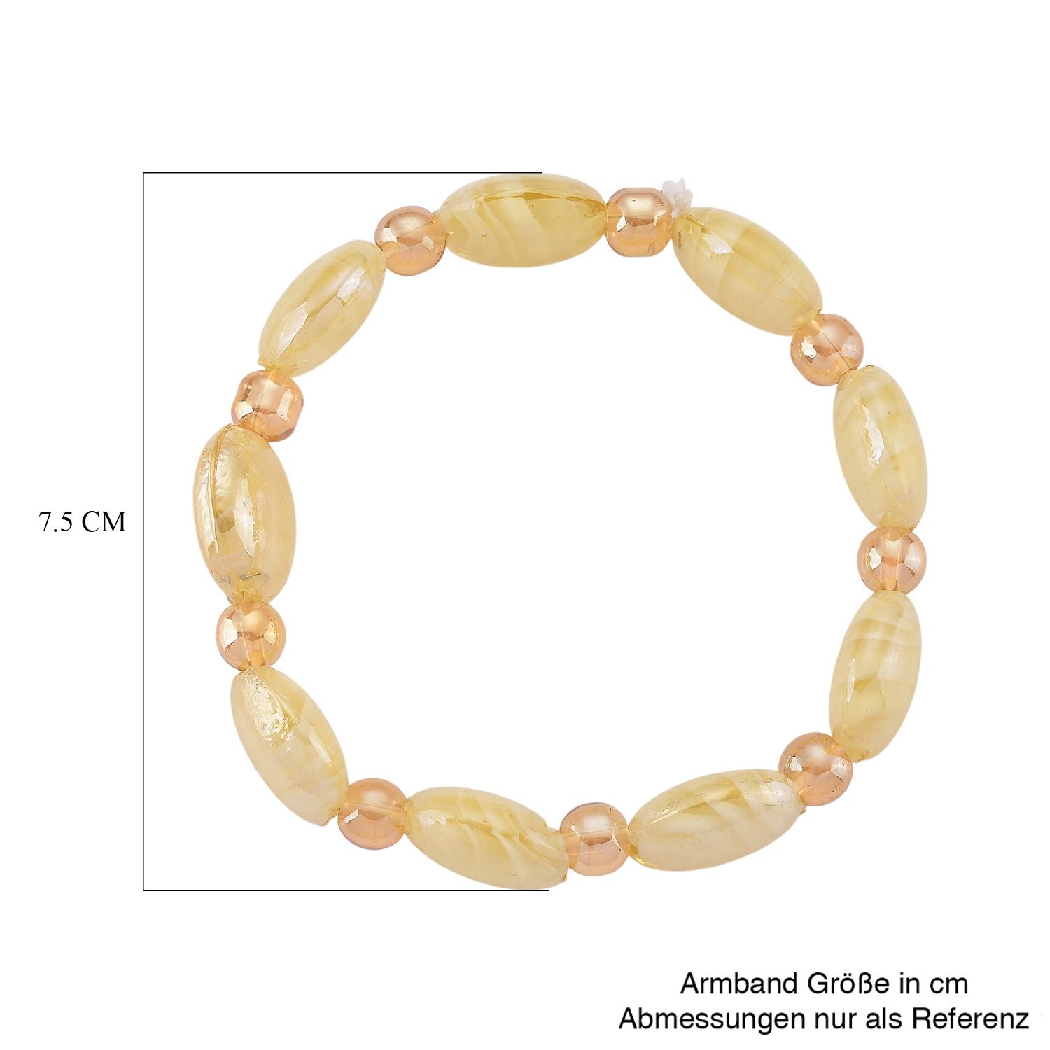 Champagner Glas-Perlen 53,25cm Halskette und flexibles Armband im Murano-Stil