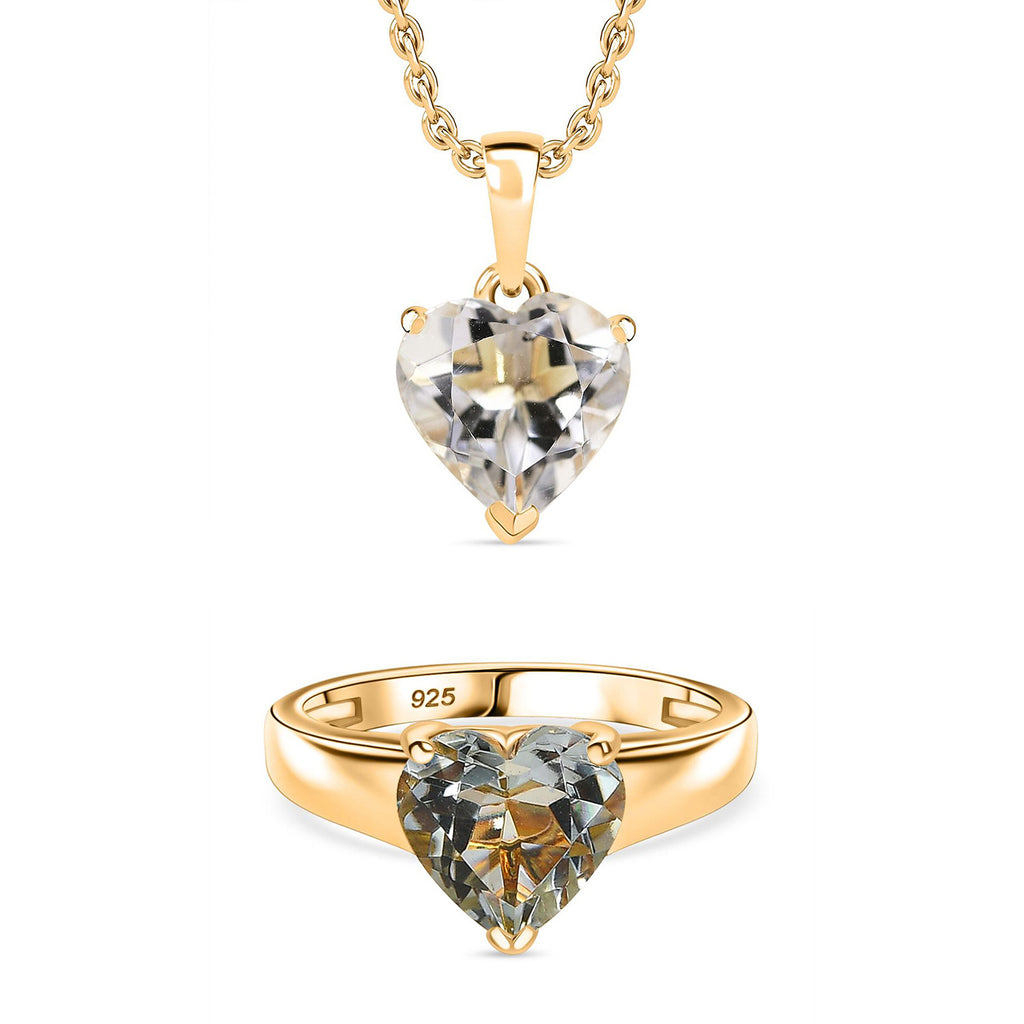 AA Prasiolith Ring und Anhänger 71cm Kette