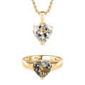 AA Prasiolith Ring und Anhänger 71cm Kette