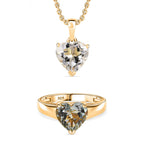 AA Prasiolith Ring und Anhänger 71cm Kette