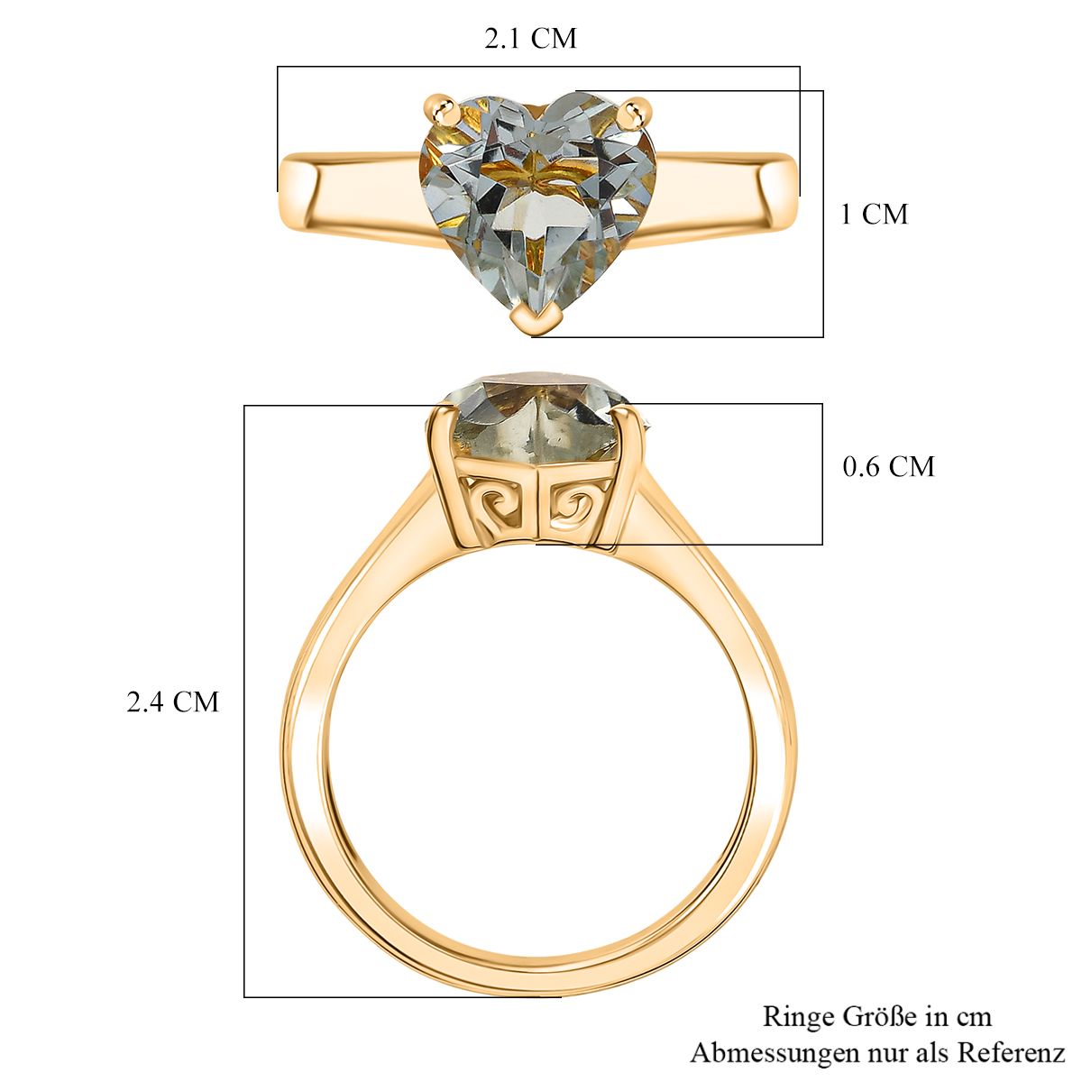 AA Prasiolith Ring und Anhänger 71cm Kette