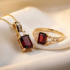 D'Joy Rhodolith Granat und Zirkon Ring und Anhänger mit 50cm Kette