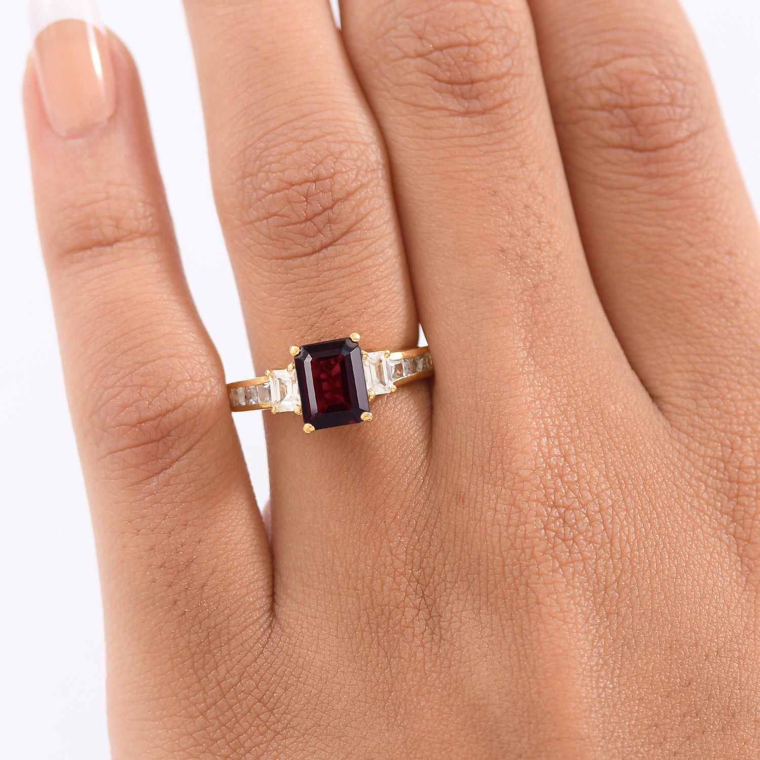 D'Joy Rhodolith Granat und Zirkon Ring und Anhänger mit 50cm Kette
