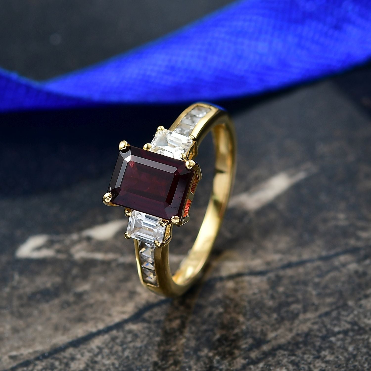 D'Joy Rhodolith Granat und Zirkon Ring und Anhänger mit 50cm Kette