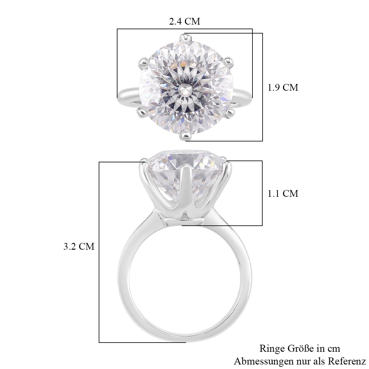 D'Joy Moissanit Ring und Anhänger mit 45cm Kette