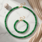 Grüne Quarzit 45+5cm Halskette und 17+5cm Armband