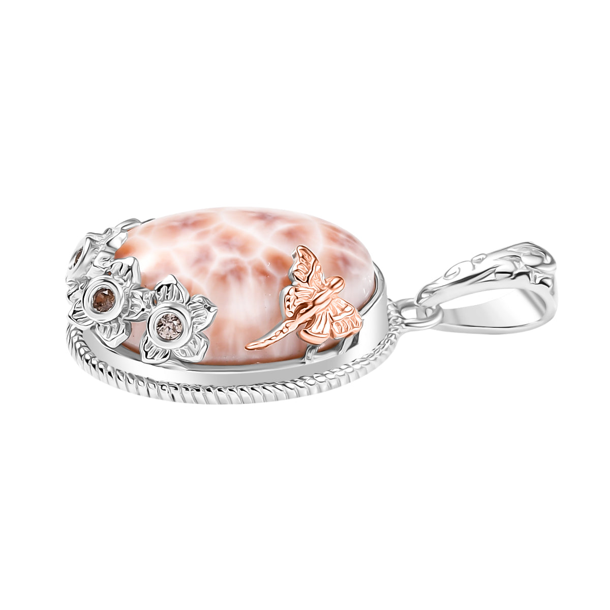 D’Joy AA Natrolith und Champagner Zirkon Ring und Anhänger