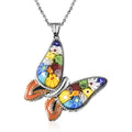 Murano-Stil Glas Schmetterlings-Glas-Anhänger mit Kette, Edelstahl