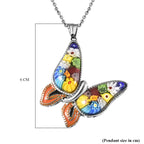 Murano Stil Schmetterlings-Glas-Anhänger mit Kette, Edelstahl ca. 5,00 ct