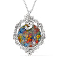 Murano Glas, Weißer Kristall Halskette ca. 60 cm Edelstahl