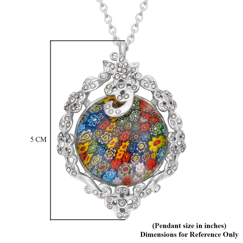Murano Glas, Weißer Kristall Halskette ca. 60 cm Edelstahl