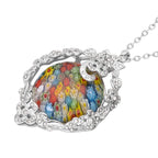 Murano Glas, Weißer Kristall Halskette ca. 60 cm Edelstahl