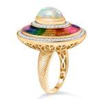 D'Joy AA natürlicher, äthiopischer Welo Opal und Zirkon Ring und Anhänger mit 50cm Kette