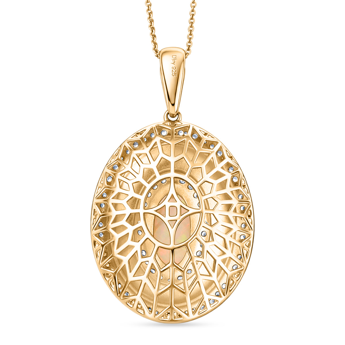 D'Joy AA natürlicher, äthiopischer Welo Opal und Zirkon Ring und Anhänger mit 50cm Kette