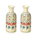 2er Set handbemalte Keramikvasen, 7,5x19 cm, Blumen