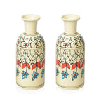 2er Set handbemalte Keramikvasen, 7,5x19 cm, Blumen