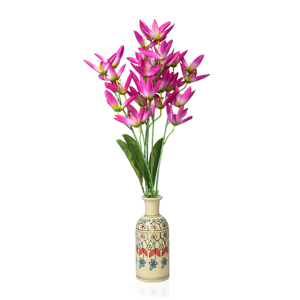2er Set handbemalte Keramikvasen, 7,5x19 cm, Blumen