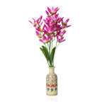 2er Set handbemalte Keramikvasen, 7,5x19 cm, Blumen