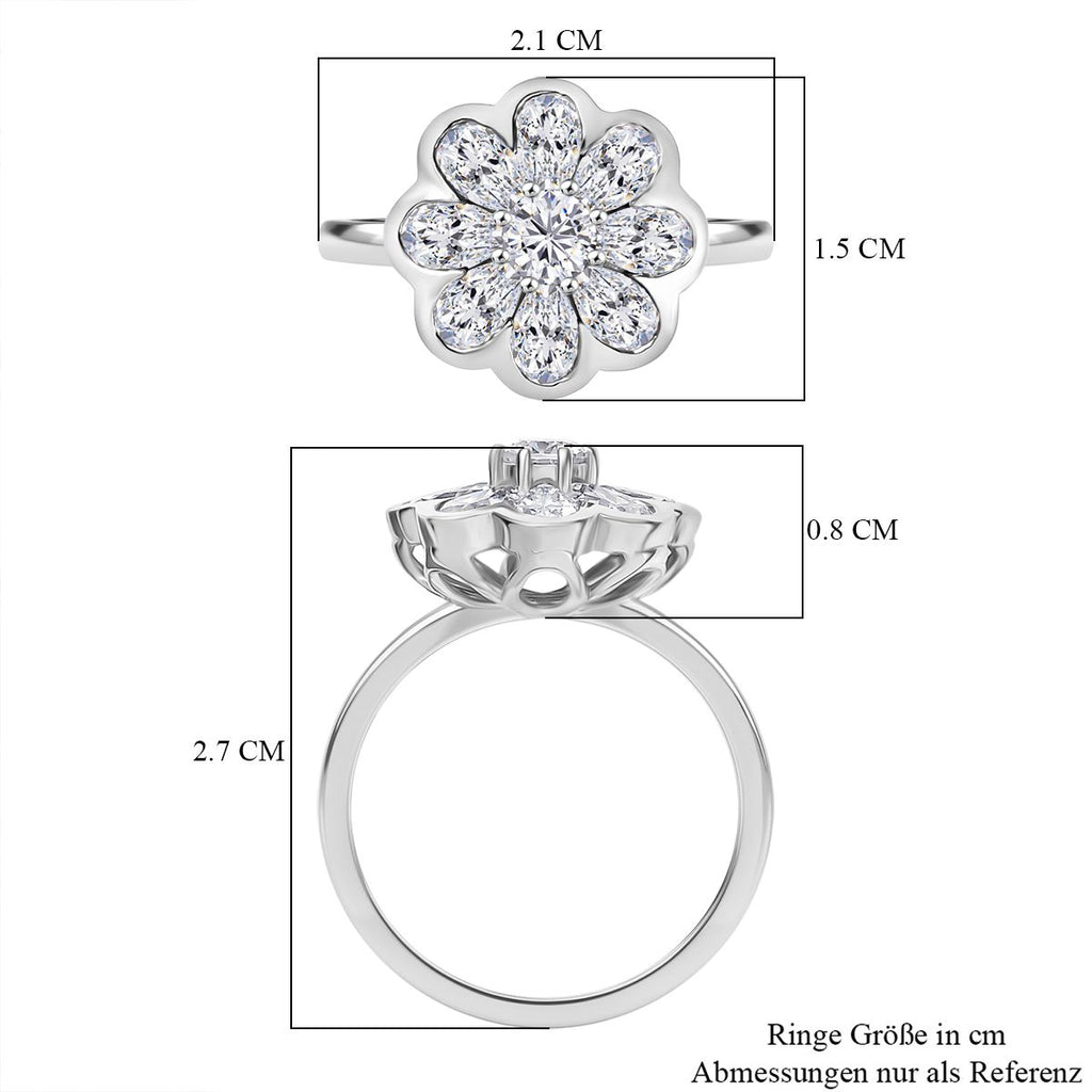 D’Joy Moissanit Ring und Anhänger mit 50cm Kette