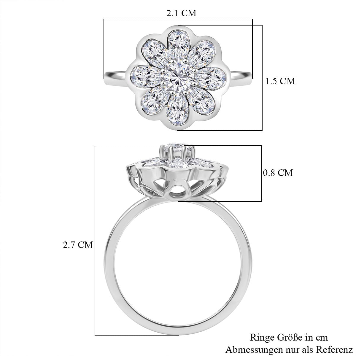 D’Joy Moissanit Ring und Anhänger mit 50cm Kette