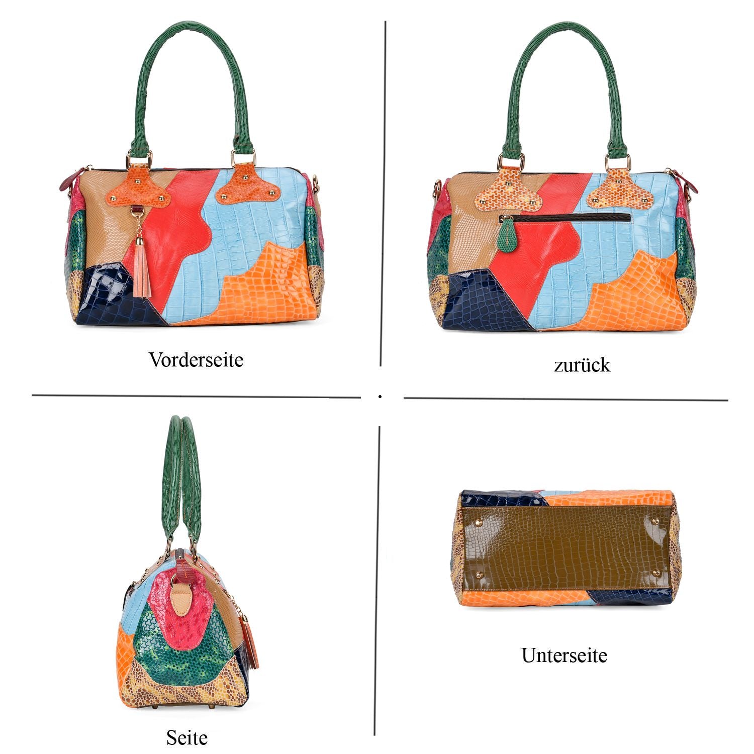 Chaos By Elsie - Krokodil-Muster Echtleder Crossbody Tasche und LA MAREY Schal aus 100 % Maulbeerseide