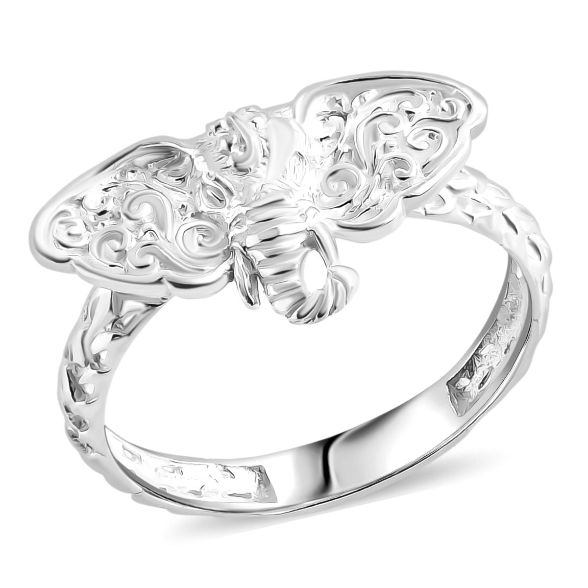 D'Joy Royal Bali Ring und 45cm Halskette im Elefant-Design, 925 Silber